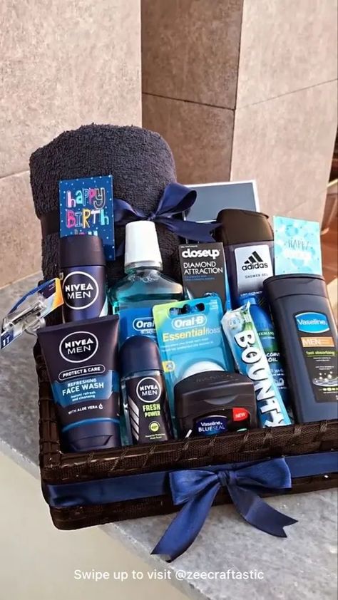 50+ Easy Handmade Christmas Gifts for Him on a Budget - HubPages Men Self Care Basket, Gift Hamper For Boyfriend, Box Gift Ideas Boyfriend, Birthday Basket For Boyfriend, Men Present Ideas, Boy Gift Basket, Boo Basket Ideas, Care Basket, Men Gift Basket