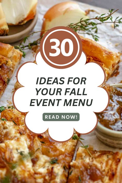 Fall Food Menu Ideas, Fall Birthday Menu Ideas, Autumn Wedding Breakfast, Fall Bunco Party Ideas, Autumn Wedding Menu Food Ideas, Wedding Party Brunch Ideas, Fall Theme Lunch Ideas, Fall Party Entree, Fall Restaurant Menu Ideas