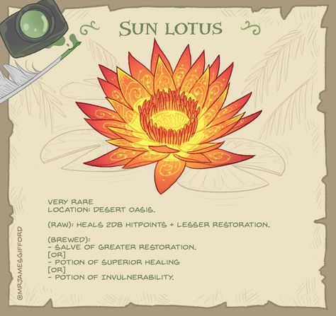 mrjamesgifford on Twitter: "Since you guys liked the last bunch, here’s some more #dnd flora!… " James Gifford, Lotus Plant, Magia Das Ervas, Dim Light, Dungeon Master's Guide, D D Items, Dnd 5e Homebrew, Dnd Dragons, Dungeons And Dragons Characters