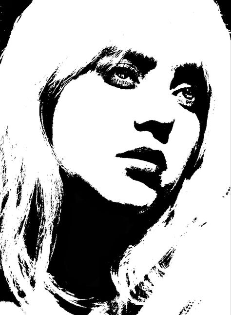 Billie Eillish Photoshop Threshold Art High Contrast Photography Portraits, Threshold Effect Photoshop, Billie Eilish Line Art, High Contrast Photography, Contrast Photography, Small Drawings, Shadow Art, Beach Wallpaper, Stippling