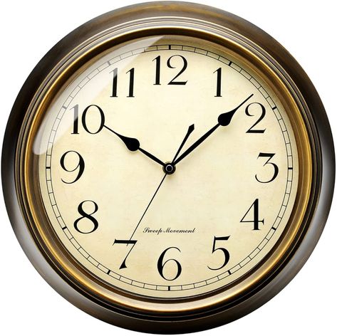 AmazonSmile: Retro Wall Clock - Plumeet 13'' Non Ticking Classic Silent Metal Wall Clocks Decorative Kitchen Living Room Bedroom - Arabic Numerals, Battery Operated (13'', Brown) : Home & Kitchen Retro Wall Clock, Kitchen Clocks, Metal Clock, Decorative Kitchen, Brown Walls, Vintage Living Room, Large Wall Clock, Unique Kitchen, Metal Wall Clock