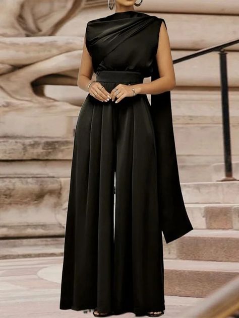 Jumpsuits & Rompers Chic Jumpsuits For Women, Semi Formal Outfit Black Women, All Black Semi Formal Women, Semi Formal Jumpsuit Women, Plus Size Semi Formal Outfits, Formal Jumpsuit Prom, Wide Leg Jumpsuit Formal, Jumpsuit Elegant Formal, Stylish Jumpsuits For Women