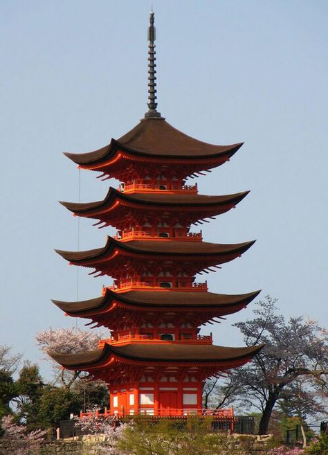 Orange color Pagoda Temple Tattoo, Hanya Tattoo, Chinese Pagoda, Japanese Buildings, Japan Temple, Japanese Pagoda, Ancient Chinese Architecture, Japanese Temple, Asian Architecture