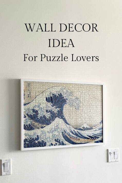 Wall Puzzle Decor, Puzzle Canvas Art, Puzzle Decorations Ideas, Puzzle As Wall Art, How To Frame Puzzles Wall Art, Framed Jigsaw Puzzles, Puzzle Art Ideas, Display Puzzles On Wall, Framed Puzzles Display