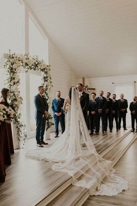 #farmhousewedding #luxuryfarmhouse #farmhouse #mlbwedding #modelwedding #texaswedding #txwedding #montgomerywedding Farmhouse Wedding Ceremony, Laduree Macarons, Chapel Ceremony, Texas Farmhouse, Luxury Farmhouse, Ceremony Details, Bride Veil, Martina Liana, Farmhouse Wedding