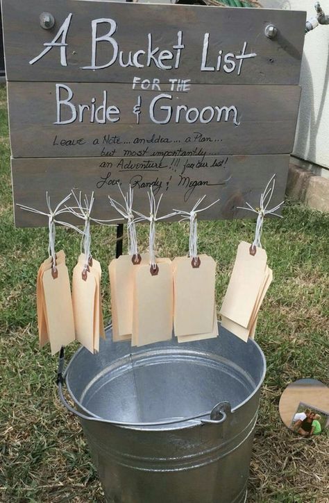 Bride And Groom Bucket List, Wedding Prizes For Games, Wedding Ideas Country Outdoor, Wedding Guest Games Activities, Bucket List Wedding Sign, Wedding Bucket List Ideas, Bucket List Wedding Guest Book, Bucket List For Bride And Groom, Fun Wedding Games For Bride And Groom