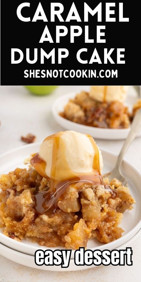 This easy caramel apple dump cake is made with delicious fresh apples and has only six ingredients! Dump Cake With Fresh Apples, Best Dump Cake Recipes, Easy Dessert For A Crowd, Pineapple Dump Cake Recipe, Dessert For A Crowd, Pumpkin Dump Cake Recipe, Easy Dump Cake Recipe, Apple Dump Cake, Cobbler Recipes Easy