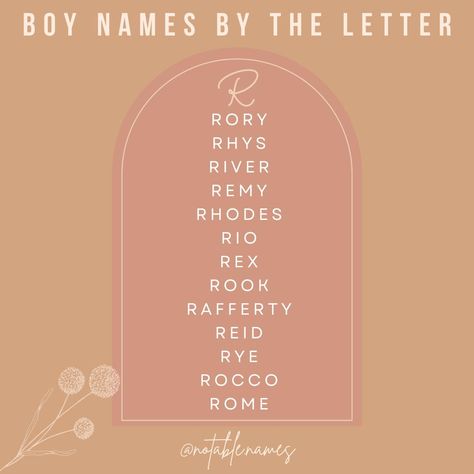 This post is brought to you by the letter R. As you can see, I am a sucker for a short and sweet R name when it comes to boys! I just can't help it, I love a good short name, 1 to 2 syllables is really my jam. Maybe it's yours too and this list will give you lots of baby name inspo. Or maybe you're a maximalist and can share some of your fave longer boys names? #boynames #babynames #babynameinspo #babyboynames #babynameideas #coolguys #middlenames #babyname R Boy Names, R Baby Names, R Names, Long Boy Names, Short Boy Names, R Name, Sims Names, Boys Names, The Letter R