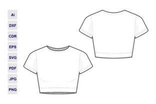 Fitted cropped tee shirt with fashion flats. Find this design on Creative Fabrica! #graphicdesign #tshirt . #Croquis #Crop_Top_Sketch_Drawing #Crop_Top_Technical_Drawing #Clothing_Mockup_Templates Clothe Sketch Ideas, Crop Top Technical Drawing, Shirt Drawing Women, Crop Top Template, Tshirt Technical Drawing, Tshirt Design Drawing, Crop Top Illustration, T Shirt Technical Drawing, Crop Top Drawing