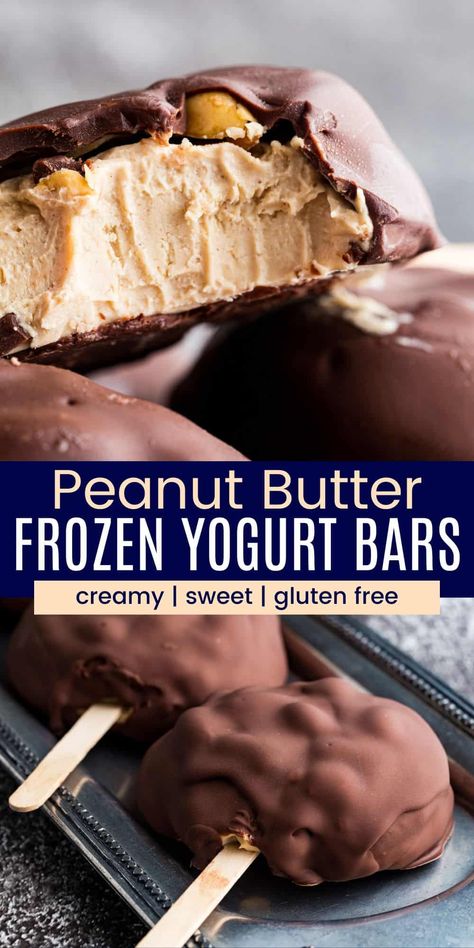 Healthy Dessert Bites, Healthy Filling Desserts, Peanut Butter Treats Healthy, Sweets For Dieting, Keto Peanut Butter Frozen Yogurt, Frozen Greek Yogurt Peanut Butter Popsicles, What To Eat Peanut Butter With, Healthy Desserts With Cool Whip, Healthy Homemade Treats