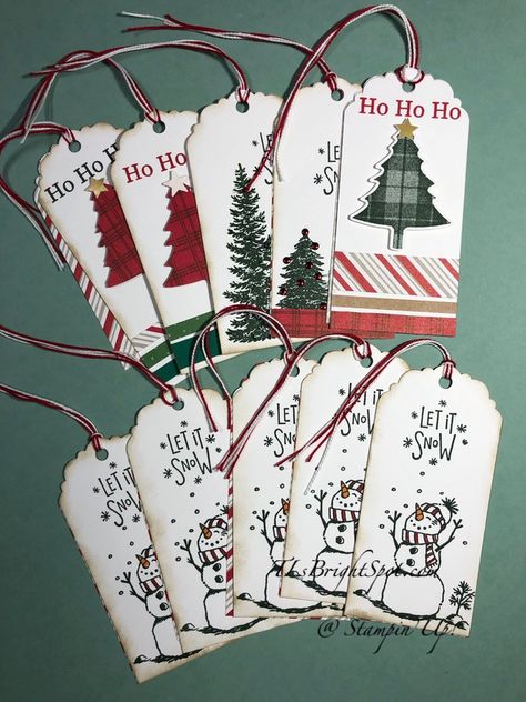 Gift Tags Stampin Up Ideas, Homemade Gift Tags Christmas, Easy Christmas Tags Handmade, Simple Christmas Tags, Christmas Tags Stampin Up Ideas, Stampin Up Tags Ideas, Stampin Up Christmas Tags Ideas, Christmas Gift Tags Stampin Up Ideas, Handmade Christmas Gift Tags