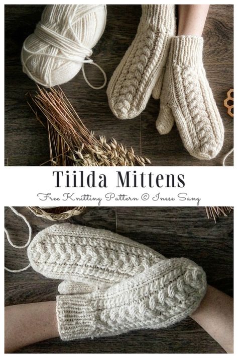 Winter Cable Mittens Free Knitting Patterns - Knitting Pattern Two Needle Mittens Free Pattern, Cabled Mittens Free Knitting, Cable Knit Mittens Pattern, 4 Needle Mittens Free Knitting, Womens Mittens Knitting Pattern, Knitting Pattern Mittens Free, Knit Cable Mittens, Cable Mittens Pattern Free, Crochet Cable Mittens Free Pattern