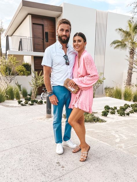 What I Wore: Cabo Addition | Cella Jane Men’s Resort Dinner Outfit, Cabo Dress Outfit, Cabo San Lucas Outfits Fall, Honeymoon Dinner Outfit, What I Wore In Mexico, Cabo Airport Outfit, Cabo Winter Outfits, Cabo Night Outfit, Travel To Mexico Outfits