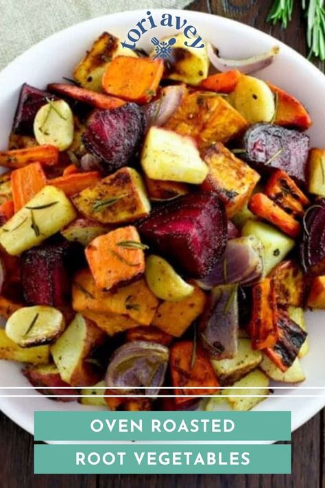 Oven Roasted Root Vegetables, Root Vegetables Recipes, Roasted Root Veggies, Oven Vegetables, Roasted Vegetables Oven, Roasted Vegetable Recipes, Vegetable Medley, Root Veggies, Roasted Root Vegetables