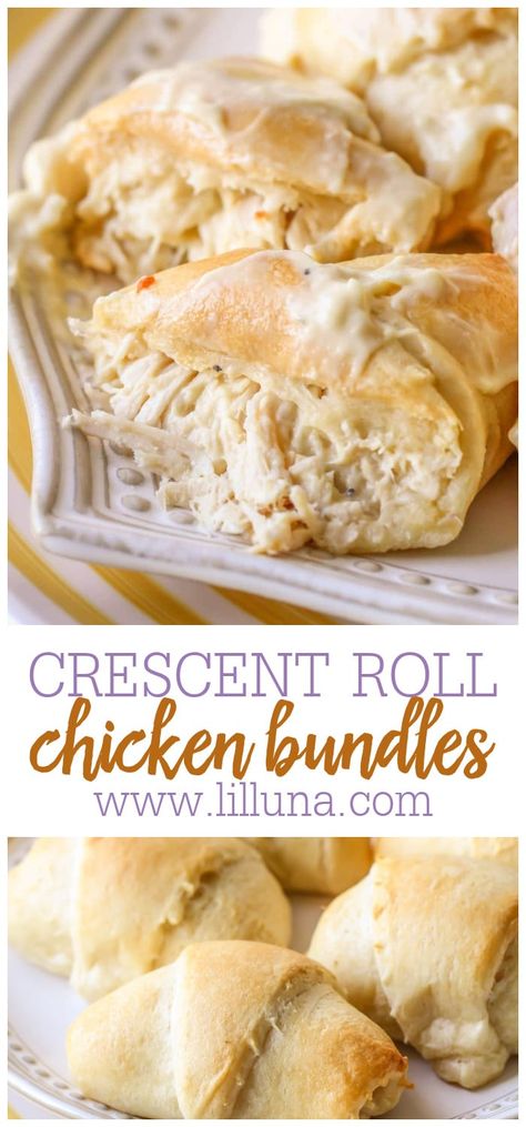 Crescent Roll Chicken, Pillsbury Crescent Roll Recipes, Crescent Roll Recipes Dinner, Chicken Bundles, Chicken Crescent Rolls, Chicken Crescent, Can Chicken Recipes, Crescent Recipes, Italian Dressing Mix