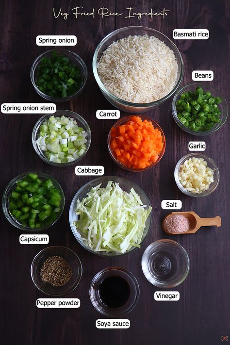 Veg Fried Rice Recipe | Vegetable Fried Rice Recipe - Sharmis Passions Vegetable Sauce For Rice, Vegetables Rice Recipes, Chinese Rice Recipe Easy, Veg Fried Rice Recipe Chinese, Veg Chinese Recipes, Chinese Fried Rice Recipe Easy, Fried Veggies Recipes, Vegetable Fried Rice Recipe Easy, How To Make Fried Rice