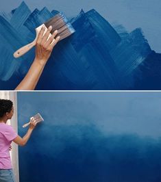 Koti Diy, Wall Painting Techniques, Ombre Wall, Wall Paint Designs, Ombre Effect, Wall Color, Wall Paint, Room Colors, Diy Wall