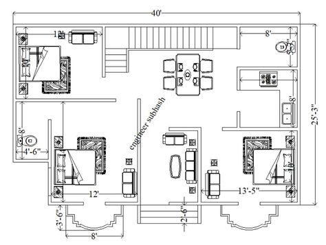 40 x 25 best modern house plan - Engineer Subhash Modern House Plan, House Plan, House Plans, Modern House, Engineering, House Design, How To Plan, Design