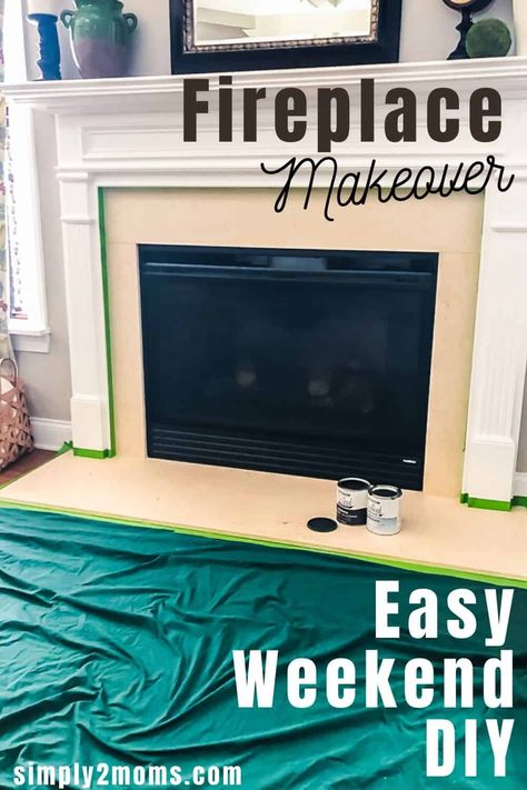 This budget-friendly $25 fireplace update can be done in less than a weekend. Get step-by-step instructions and tips to paint a marble fireplace surround using chalk paint, including which brand holds up to the heat. #chalkpaint #chalkedpaint #fireplacesurround #paintedmarble #fireplacemakeover #paintingmarble #simple #DIY #simply2moms Cover Marble Fireplace, Updating Fireplace Tile, Update Marble Fireplace, 90s Fireplace Makeover, Stenciled Fireplace, Paint Fireplace Tile, Painted Fireplace Mantels, Tile Around Fireplace, Fireplace Options