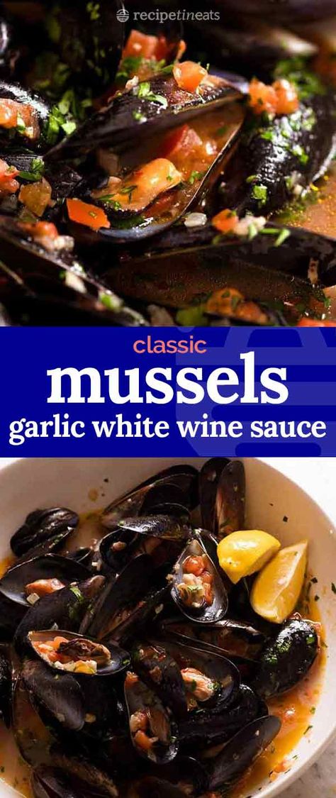 Mussels Recipe White Wine Garlic, Mussels Recipe White Wine, Mussel Meat Recipe, White Wine Lemon Sauce, Garlic Mussels, Grilled Mussels, Mussels In White Wine, White Wine Pasta Sauce, Garlic White Wine Sauce