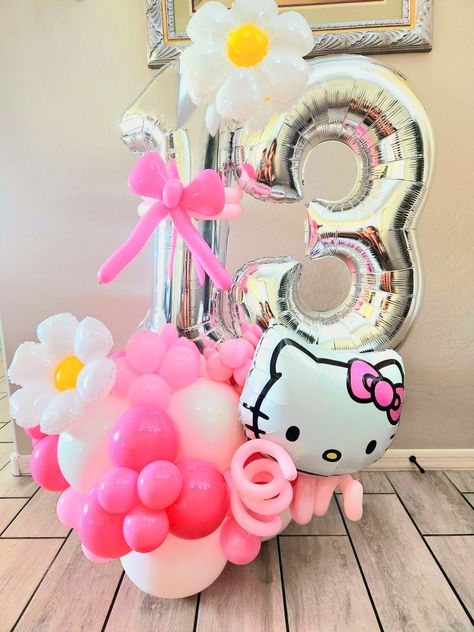 Hello Kitty Birthday Balloons, Hello Kitty Balloon Decorations, Hello Kitty Balloons, 13 Birthday, Parties Ideas, 13th Birthday Parties, Kitty Party, Hello Kitty Party, Hello Kitty Birthday