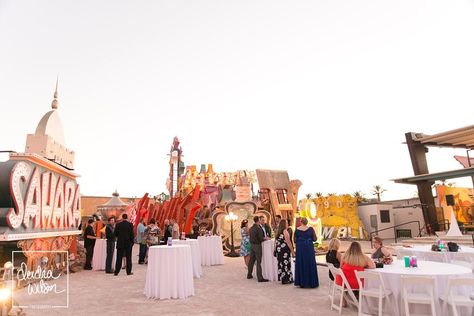 Ghost Town Wedding, Museum Wedding Reception, Neon Museum Wedding, Las Vegas Wedding Inspiration, Classic Vegas, Neon Museum Las Vegas, The Neon Museum, Vegas Wedding Chapel, Las Vegas Sign