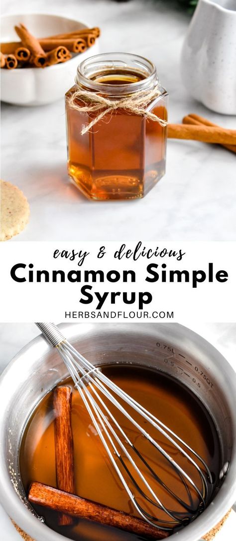 This easy Cinnamon Simple Syrup recipe is the perfect way to add sweet cinnamon flavor into so many recipes. Bonus: This easy recipe uses simple ingredients and takes so little time to make! Homemade Cinnamon Simple Syrup, How To Make Cinnamon Extract, Cinnamon Sticks Recipe Drinks, Uses For Simple Syrup, Diy Cinnamon Syrup, Cinnamon Bun Syrup, Cinnamon Coffee Syrup Recipe, Honey Cinnamon Simple Syrup, Healthy Vanilla Syrup For Coffee