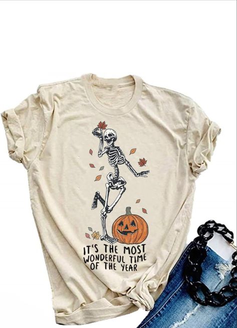 Womens Halloween Skeleton Shirt Fall T-Shirts Funny Skull Autumn Pumpkin Graphic Tees #surbepostore #womenfashion #halloweenfashion #halloween 🎃 #sponsored Thanksgiving Top, Autumn Tops, T Shirts Cute, Fall Shirts Women, Cute Autumn, Dancing Skeleton, Skeleton Shirt, Skull Shirts, Pumpkin Shirt