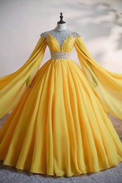 Formal Dress Yellow, Yellow Ballgown, Hufflepuff Outfit, Yellow Formal Dress, Beaded Ball Gown, Fire Dress, Royalty Dress, Beaded Ball, Yellow Dresses