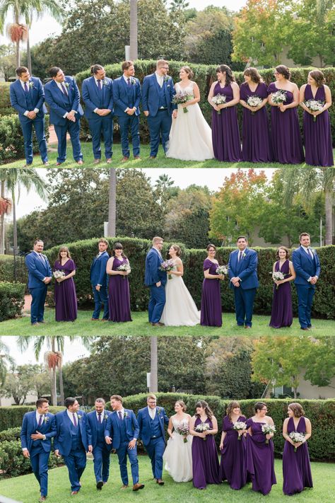 Blue Purple Wedding Dress, Royal Blue Purple Wedding, Wedding Purple Bridesmaid Dresses, Galaxy Bridesmaids Dresses, Plum And Blue Wedding Colors, Plum Blue Wedding, Violet And Blue Wedding Theme, Purple And Sky Blue Wedding, Royal Blue And Purple Wedding Ideas