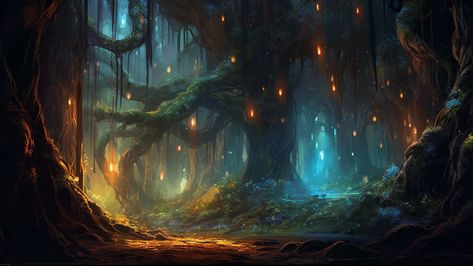 Excited to share the latest addition to my #etsy shop: Enchanting Elven Forest | AI Art Image | Digital Painting | Ancient Trees | Bioluminescent Vines | Mystical Scene | Fantasy Art https://etsy.me/41uyXjc #landscapescenery #aiart #mysticalscene Fantasy Bioluminescent Forest, Fantasy Forest Wallpaper Desktop, Forest Aesthetic Art, Fantasy Background Desktop, Fantasy Desktop Wallpaper, Mystical Forest Art, Bioluminescent Forest, Fantasy Forest Art, Environment Moodboard