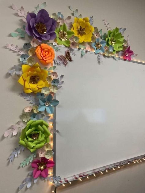 Paper Flower Bulletin Board Ideas, Flowers Bulletin Board Ideas, Floral Themed Classroom, Wildflowers Classroom Theme, Wildflower Classroom Decor, Wildflower Classroom Theme, Wildflower Classroom, Garden Classroom Theme, Floral Classroom