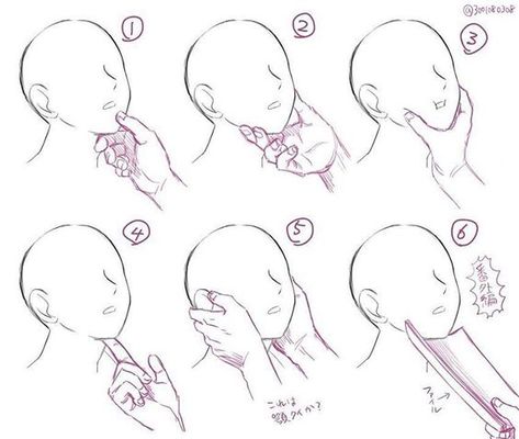 Holding Someone's Chin Drawing Poses, found through Google Images. Pay Check, Drawing Hands, Draw Manga, Drawing Faces, 캐릭터 드로잉, Chin Up, Poses References, Digital Painting Tutorials, Anime Drawings Tutorials