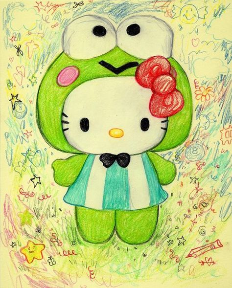 Aesthetic Drawings Sketches, Aesthetic Drawings, Kitty Drawing, Hello Kitty Drawing, Hello Kitty Art, Inspiration Aesthetic, Fish Drawings, Cute Doodles Drawings, Small Canvas Art