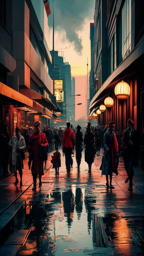 Experience the vibrant heartbeat of the city at dusk with this striking street photography print. Witness diverse figures and unique expressions against a backdrop of modern and classic architecture, reflecting the essence of daily life. Neon signs and puddle reflections enhance the dynamic atmosphere. Perfect for art lovers, this piece captures a fleeting moment in time. #StreetPhotography #UrbanArt #Impressionism #CityLife Urban Art, Impressionism, Fleeting Moment, Unique Expressions, Classic Architecture, Moment In Time, Art Lovers, City Life, Light And Shadow