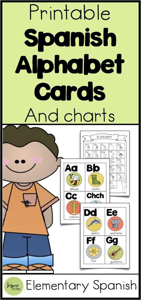 Printable Spanish Alphabet Cards and Charts- (Targetas del alfabeto) - Inspire the Mom Spanish Alphabet Activities, Spanish Alphabet Chart, Spanish Alphabet Letters, Homeschool Foreign Language, Spanish Printables, Spanish Lessons For Kids, Spanish Alphabet, High School Activities, Elementary Spanish