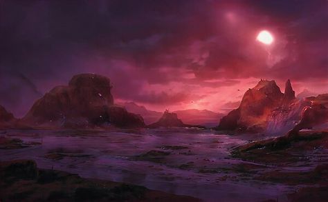 Sci Fi Planet Landscape, Alien Planet Aesthetic, Alien Planet Landscapes, Alien Planet Concept Art, Alien Planet Art, Void Termina, Alien Ocean, Fantasy Planets, Beach Landscape Art