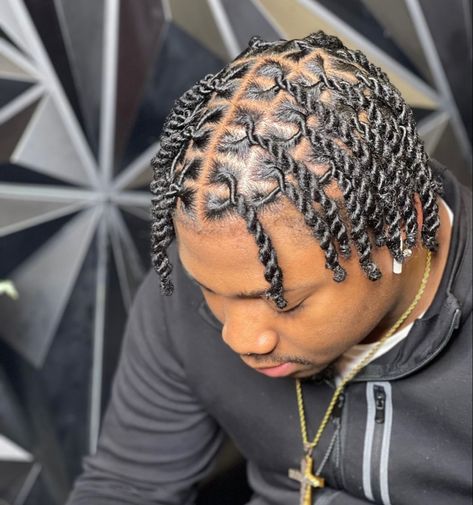 Twist Locks Hairstyles For Men, Twist On Natural Hair Men, Two Strand Twist Men With Beads, Rope Twist Men Short Hair, Twist On Boys Hair Short, Hairstyles For Men Twist, Men’s Twist With Fade, Two Strand Twist Men Dreads Short, Best Braids For Men