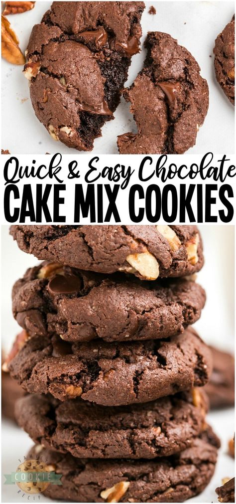 Recipe Using Chocolate Cake Mix, Cake Mix Cookie Recipe, Chocolate Cake Mix Recipes, Cake Mix Cookie, Brownie Mix Cookies, Cake Box Cookies, Mint Chocolate Cake, Chocolate Cake Mix Cookies, Cake Mix Desserts