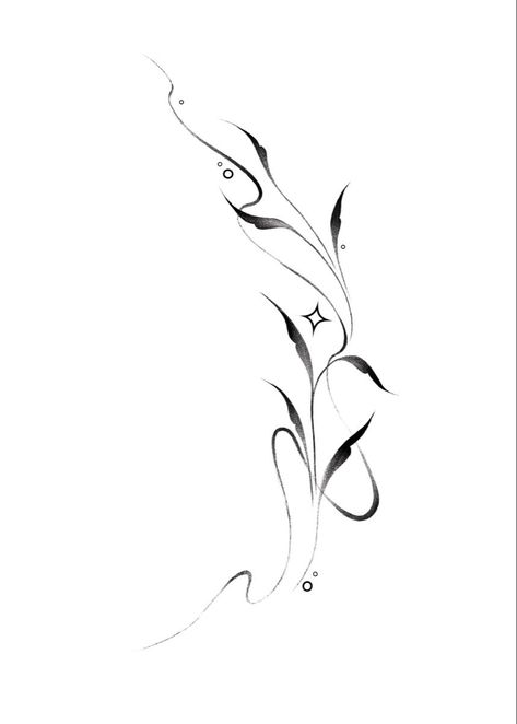 Winding Flower Tattoo, Wispy Tattoo, Tattoo Whimsical, Wind Tattoo, Tatuagem Masculina Pequena, Brush Tattoo, Abstract Tattoo Designs, Floral Tattoo Design, Line Art Tattoos