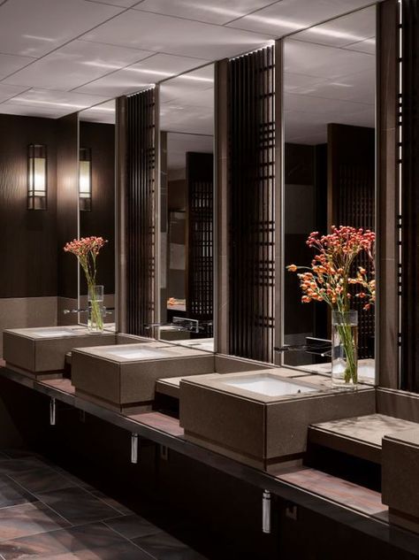 Public washrooms at the Four Seasons Kyoto by HBA Design.: Chinese Toilet, Hotel Restroom, Workplace Bathroom, Hba Design, Public Restroom Design, Wc Design, Hotel Lobby Design, Public Toilet, Restroom Design