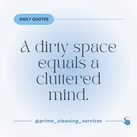 🧼 DAILY CLEANING INSPIRATION 🧼 A clean space means a clear mind! Let us handle the mess, so you can enjoy a pristine home 🏡✨. Follow us for more cleaning motivation and book your next cleaning with Prime Cleaning Services today! #CleanHomeHappyHome #DailyCleaningQuotes #PrimeCleaningServices #ColumbusCleaning #ProfessionalCleaning #ColumbusCleaningService #ColumbusCleaning #ResidentialCleaning #CleanHomeHappyHome #CleanHome #SatisfactionGuaranteed #CleaningServices #HomeCleaning Cleaning Motivation Quotes, Motivation To Clean, Cleaning Quotes, Cleaning Inspiration, Residential Cleaning, Clean Space, Cleaning Motivation, Daily Cleaning, Clear Mind