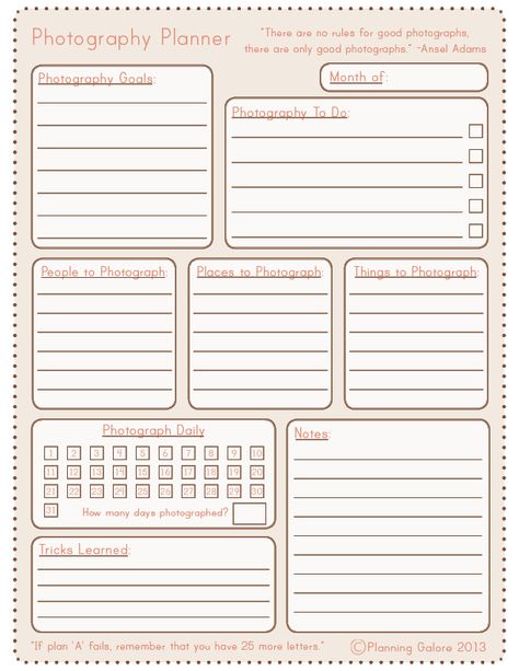 Planning Galore: Free Photography Planner Printable Journal Photography, Photography Business Forms, Crafts By Month, Photography Planner, Photo Planner, Photography Organizations, Perfect Photography, Staging Ideas, Photography Cheat Sheets