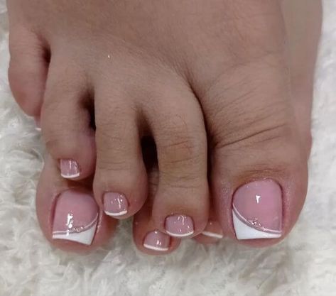 CHECK OUT THESE 36 INSPIRING FRENCH TIP TOE PICTURES AND A GUIDE TO ACHIEVE THEM! - 238 Cute Toenail Designs French Tips, Graduation Pedicure Ideas, French Tip Toenails With Design, French Feet Nails, Toe Nail French Tip Designs, French Toe Nails With Design, Pink French Pedicure Toenails, Toe Designs Pedicure Simple, Pedicure Designs Toenails Simple