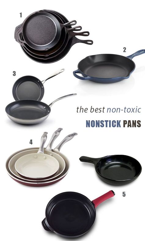 The Best Non-Toxic Nonstick Pans + Cookware | Feed Me Phoebe Cooking Pans Types Of, Non Toxic Pots And Pans, Best Non Stick Frying Pan, Non Toxic Pans, Best Pans For Cooking, Best Pots And Pans, Ceramic Pan, Nonstick Pans, Non Toxic Cookware