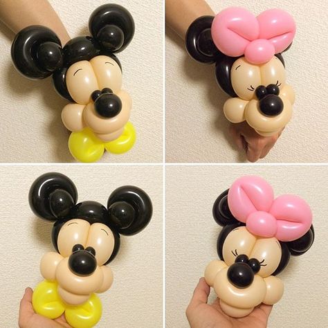 Mickey and  Minnie Mouse balloon creation Mickey Bracelet, Minnie Mouse Balloons, Balloons Galore, Balloon Hat, Disney Balloons, Twisting Balloons, Balloon Creations, Balloon Artist, Balloon Modelling