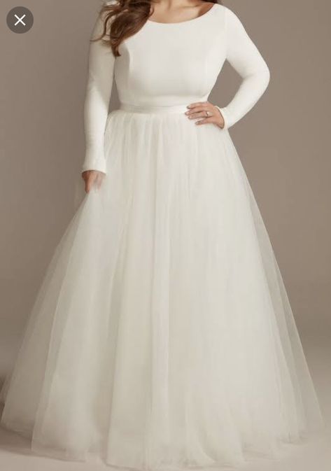 Long Sleeve Wedding Dress Plus Size, Wedding Skirt Separate, White Frocks, Fat Bride, Layered Wedding Dresses, Wedding Separates, Plus Wedding Dresses, Petite Wedding Dress, Plus Size Wedding Dresses