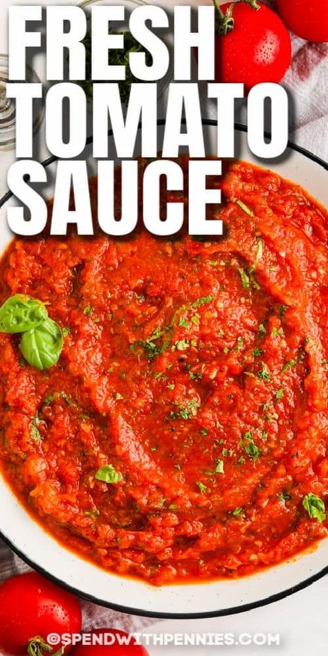 Easy Fresh Tomato Sauce, Best Tomato Sauce, Pasta Sauce With Fresh Tomatoes, Fresh Tomato Sauce Recipe, Pomodoro Sauce, Red Sauce Recipe, Fresh Tomato Pasta, Pizza Homemade, Italian Tomato Sauce