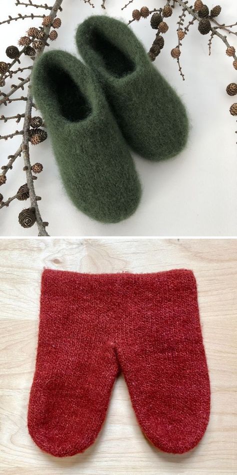 Bright and Cozy Knitted Slippers with Free Patterns Sweater Slippers Diy, Knitted Felted Slippers Free Pattern, Knit Slippers Pattern Free, Free Knit Slipper Patterns, Knit Slipper Pattern, Felted Slippers Pattern Free, Free Slipper Patterns, Easy Knitted Slippers, Knitted Slippers Free Pattern