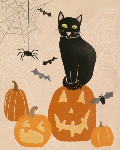 June Erica Vess Jack O Lantern Cat, Witch Print, Canvas Home, Halloween Cat, Halloween Art, The Holiday Aisle, Modern Wood, Trademark Fine Art, Pumpkin Patch